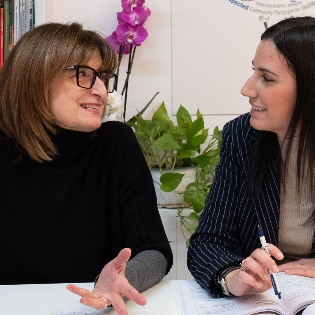 Two women in conversation